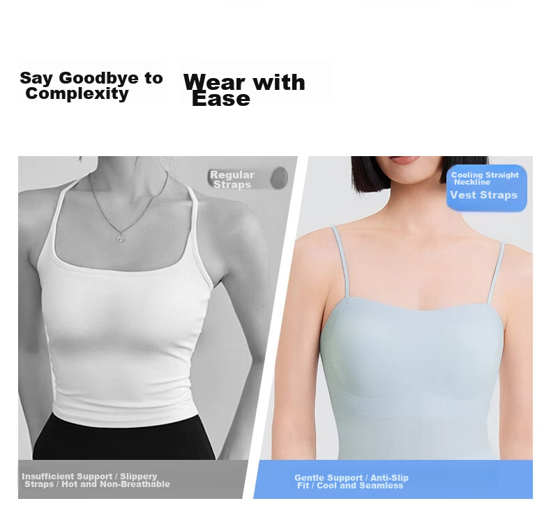 Borui Ice Silk Seamless Cooling Integrated Camisole Bra with Padded Cups Women's Summer Back Beauty Base Top 10