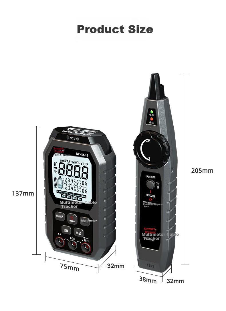 Smart Mouse NF-8509 Cable Tracker Multimeter 2-in-1 Network Line Tester High-Precision Digital Display Intelligent Anti-Burn Universal Meter 16