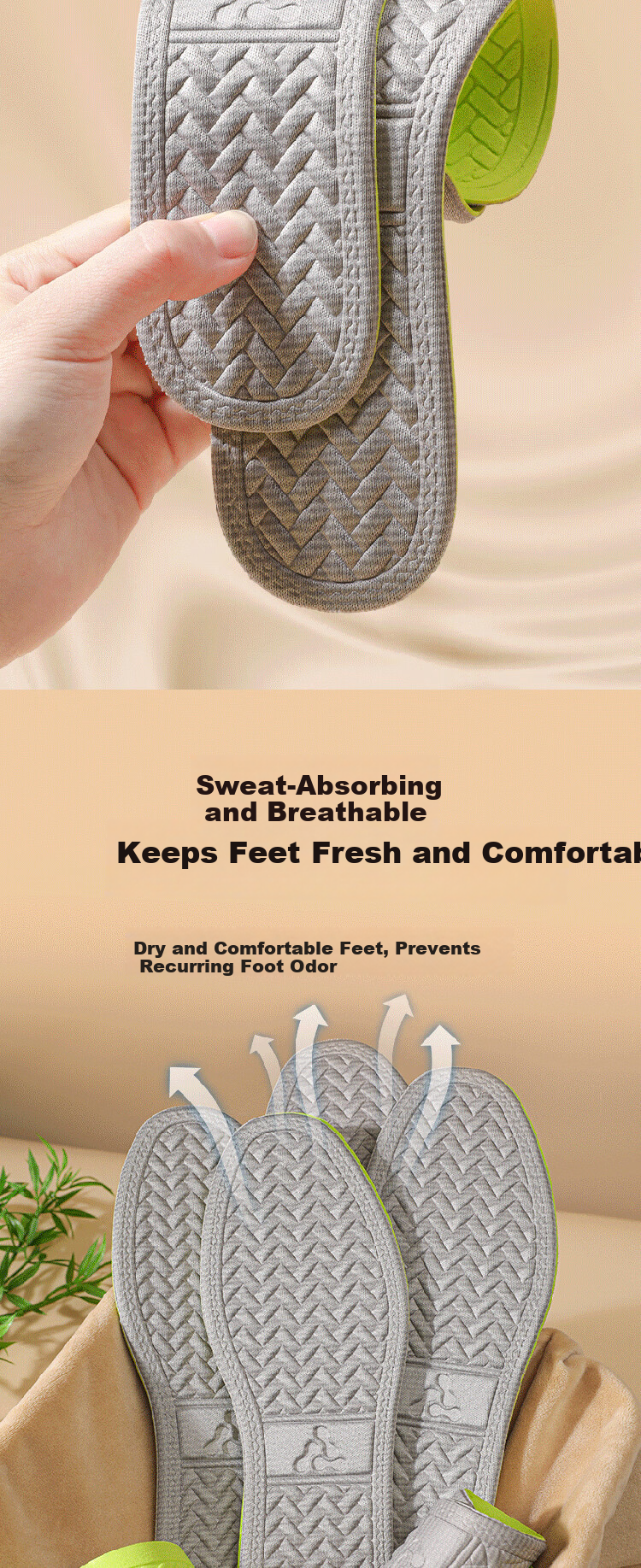 JVBV 3 Pairs Men's Deodorant Insoles Sweat-Absorbing Breathable Anti-Odor Thin Sports Insoles Size 43-44 4