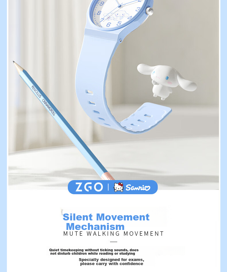 ZGO Kids Watch Time-Only Sanrio Waterproof Junior High School Girls Elementary School Students Watch Children's Day Gift 5