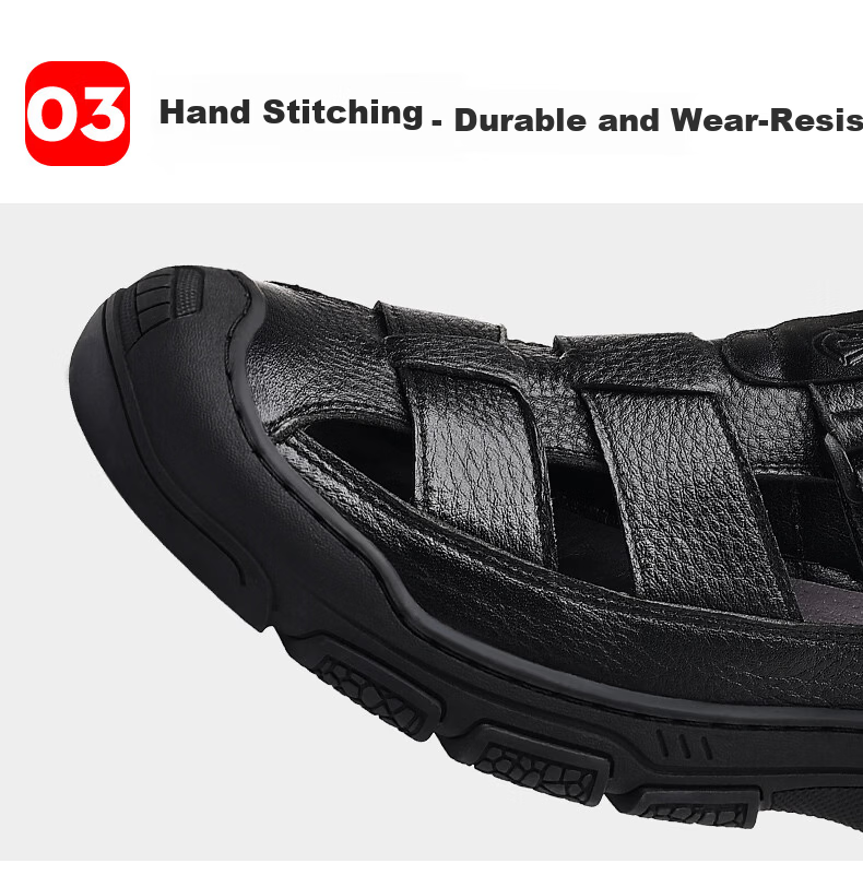 Aokang Father's Day Summer Perforated Shoes Men's Casual Leather Shoes Business Commute Hollow Leather Sandals Men's Black Size 44 9