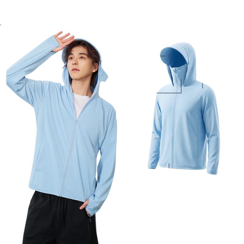 Langsha Men's Sunscreen Jacket Ice Silk Cooling Large Brim UV Protection Outdoor Lightweight Breathable Sun Protection Skin Jacket Fishing Shirt