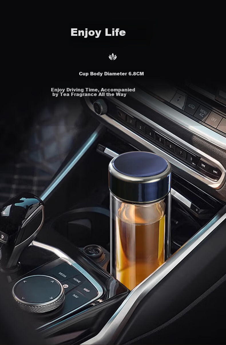 GEYA Antibacterial Titanium Double-Layer Glass Cup Men's Premium Glass Tea Cup Business Glass Water Cup Customizable 14