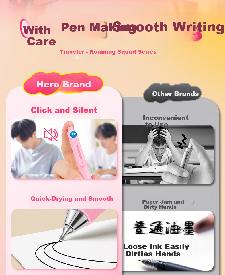 HERO P355 0.5mm Neutral Pen Bullet Tip Metal Barrel Blue Single Pack Premium Gift Box 1