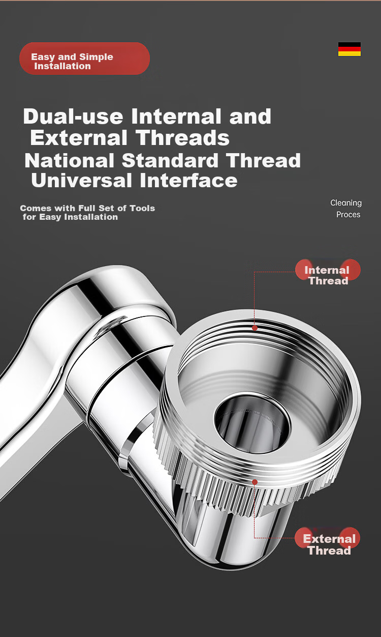 Taoshi Universal Faucet Extender Splash-Proof Aerator Basin Faucet Spout with 1440° Rotatable Joint Mechanical Arm 9