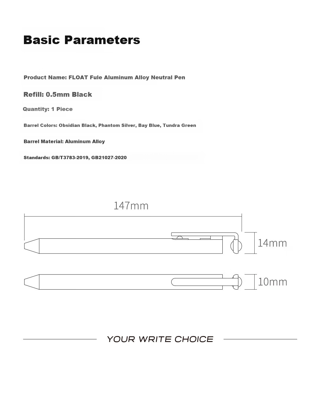 KACO Future Floating Metal 0.5mm Gel Pen Black Ink Carbon Pen Yao Yan Black Single Transparent Box FLOAT Fule 10