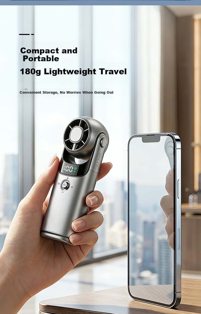 Mave Handheld Semiconductor Cooling Neck Fan Rotatable Turbo Portable Rechargeable Fan for Students and Outdoor Use 7