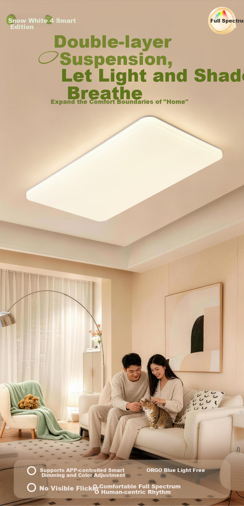 NVC Ceiling Light Living Room Main Light Bedroom Full Spectrum 2026 New Model Snow White 4 Smart Version with Installation 2