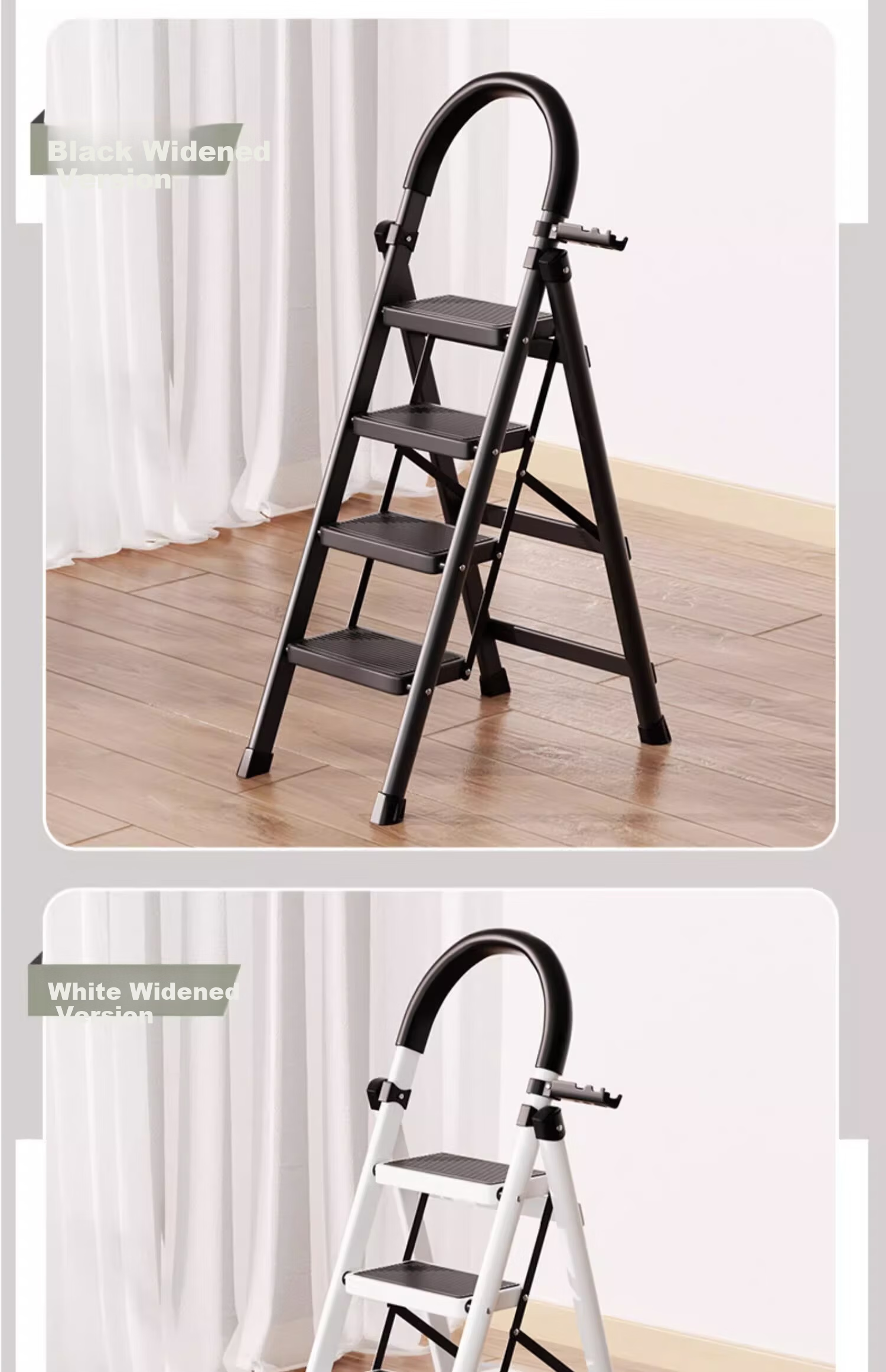 YuanNai Qiaoqian Household Folding Ladder Engineering Ladder Multifunctional A-Frame Thickened Indoor Staircase - Red Seven Steps 24