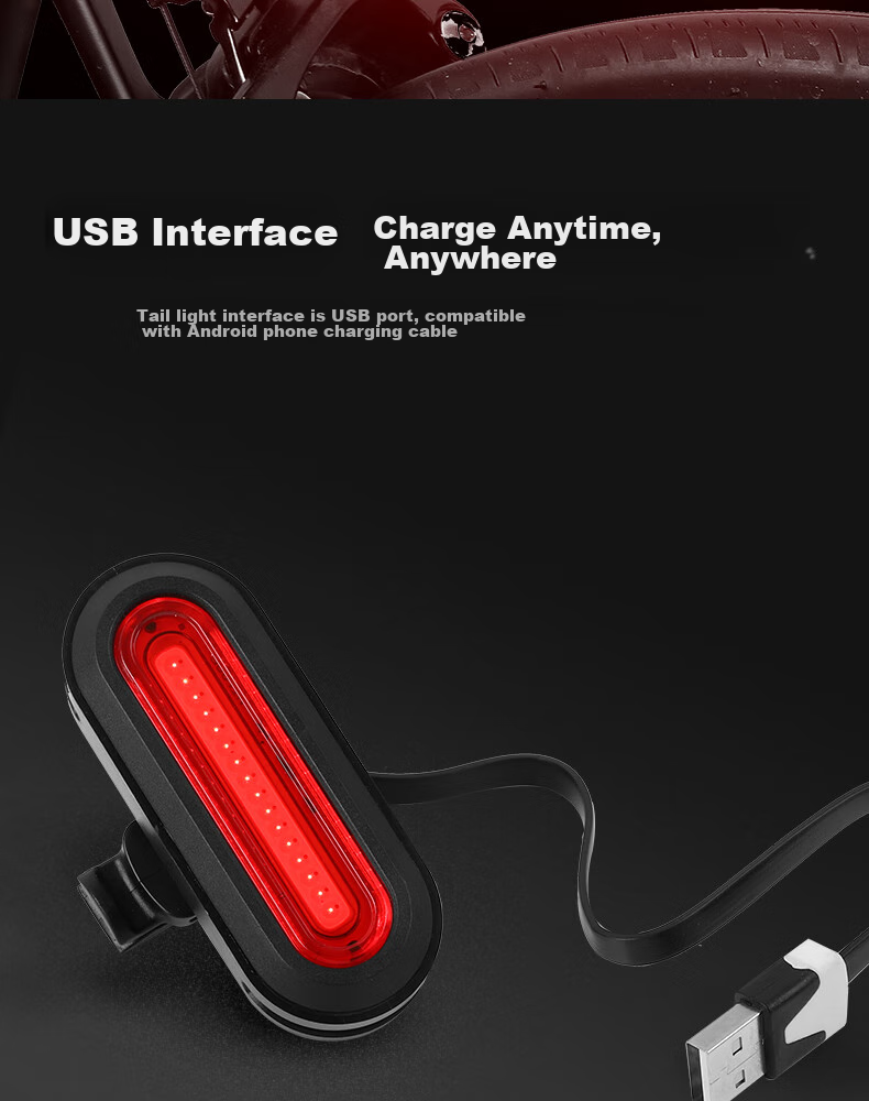 WestBiking Bicycle Light, High Brightness Night Rear Warning Tail Light, Mountain Bike Rechargeable Strong Light Night Riding Light, Strobe Light 2