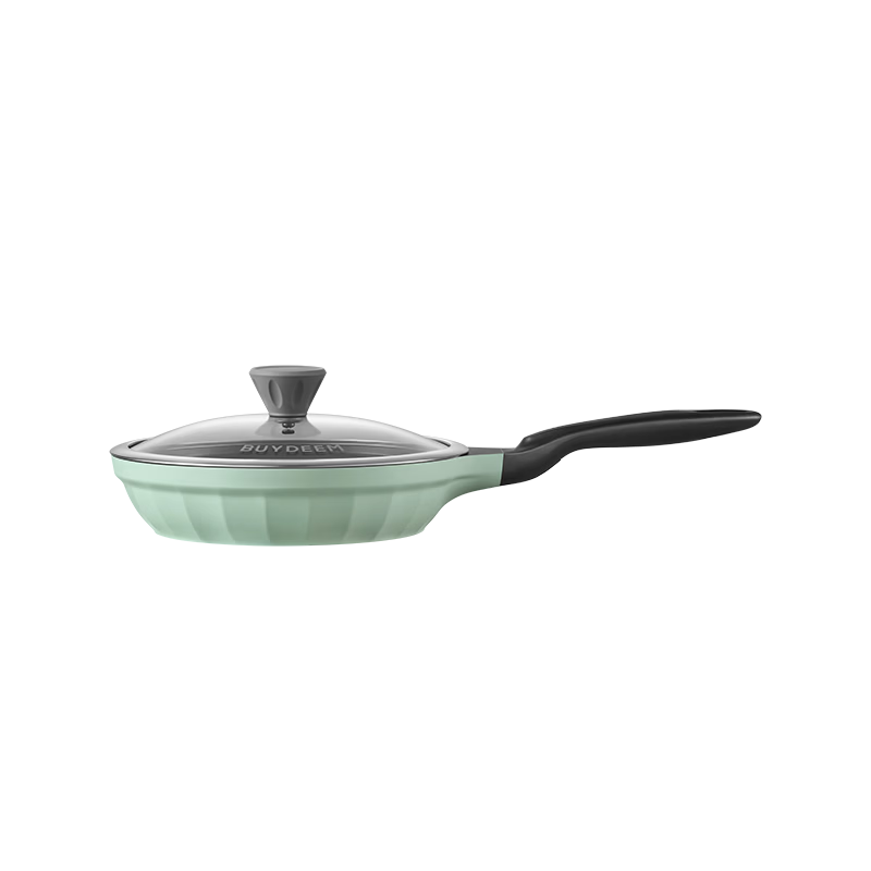 Buydeem Non-Stick Frying Pan Grill Pan Skillet Induction Gas Stove Cooking Pan Light Green 24cm