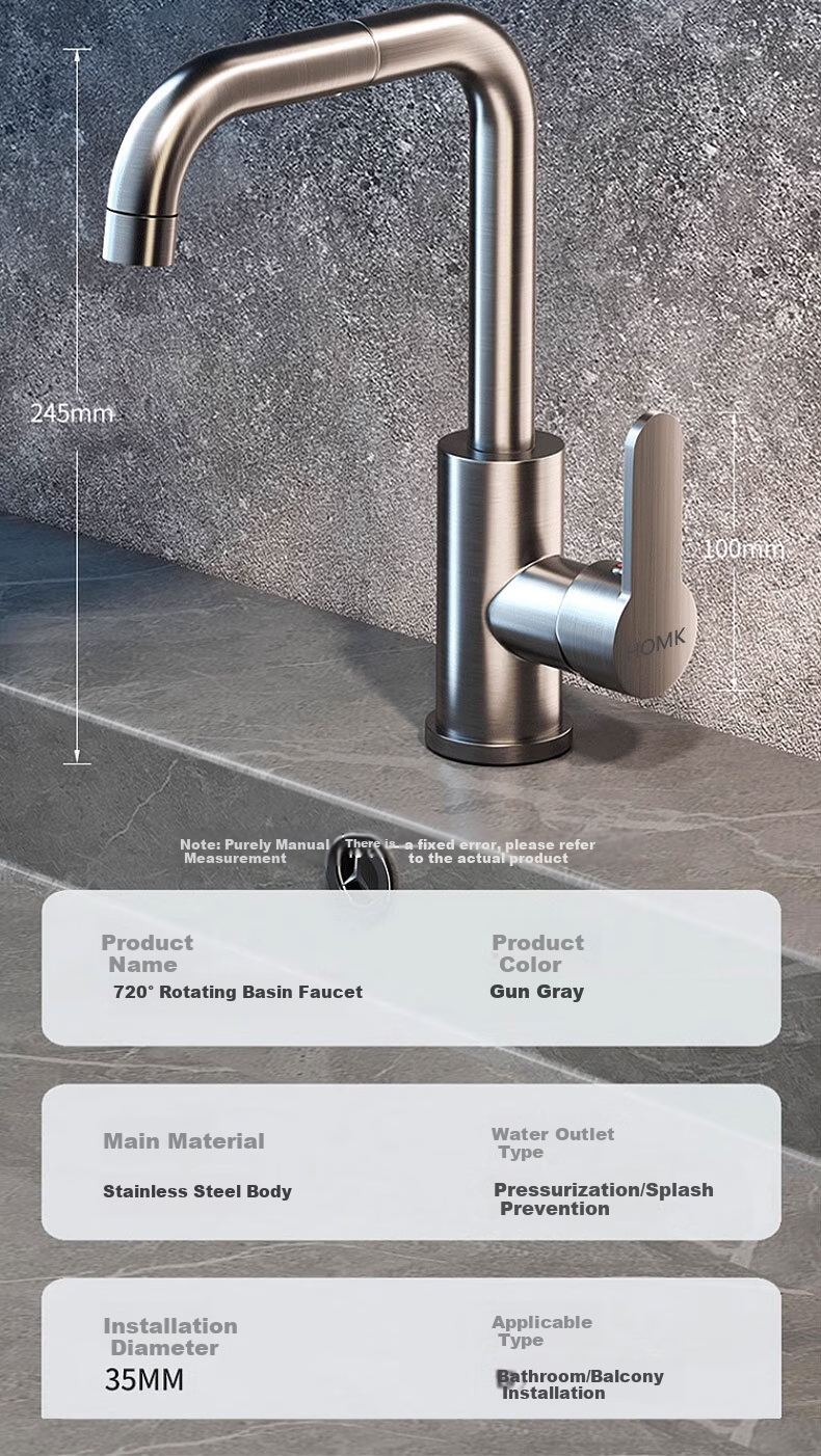 HOMK [Germany] Stainless Steel Faucet Hot and Cold Water Two-in-One Universal Basin Faucet 13