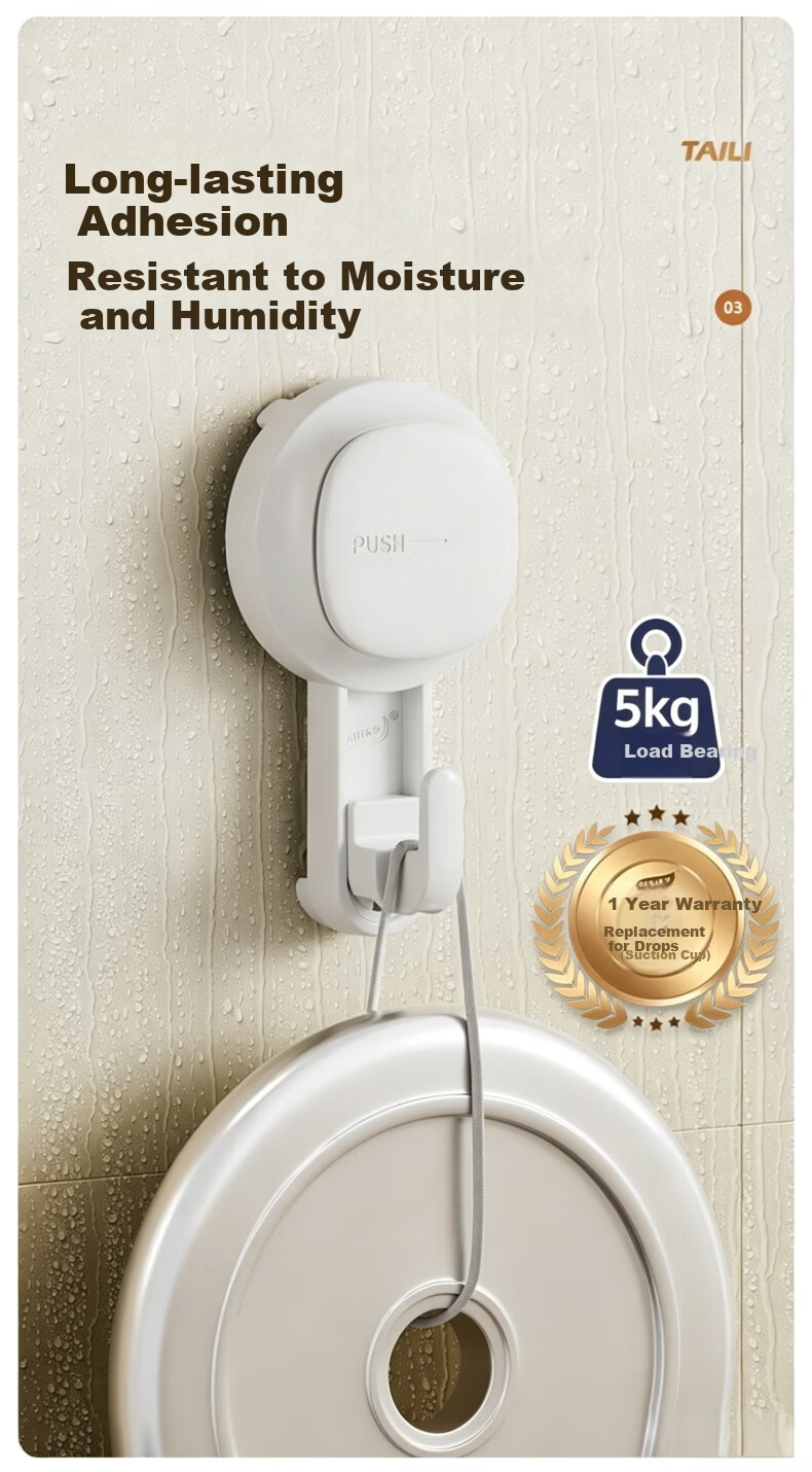 Taili Suction Cup Hook No-Drill Strong Adhesive Hook Door Back Clothes Hook Kitchen Seamless Vacuum Hook Anke Vision 4-Pack 5