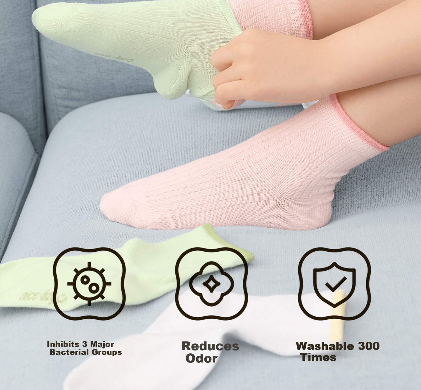 Mianzhuwu Children's Socks Girls Spring Summer Thin Breathable 100% Pure Cotton A-Class Cute Seamless Student Mid-Calf Socks 5 Pairs 16