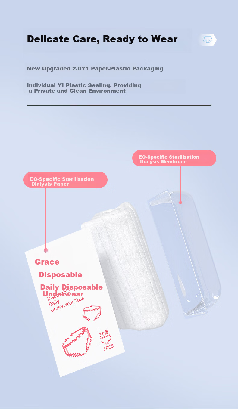 Grace Disposable Travel Cotton Women's Underwear Maternity Wash-Free Portable 5-Pack 3XL 6
