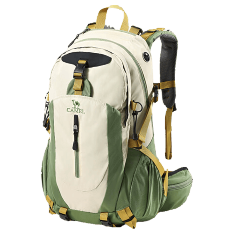 CAMEL Outdoor Hiking Backpack Waterproof Sports Double Shoulder Bag for Men and Women Light Khaki