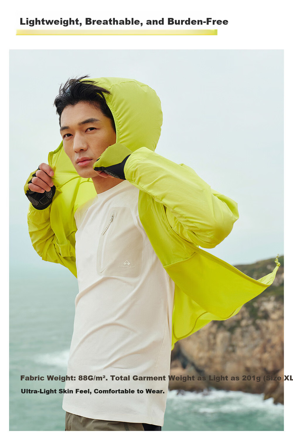 Pioneer Camp Fengdie Pro Men's Summer Outdoor Breathable Water-Repellent UV Protection Hooded Sun Protection Jacket 10
