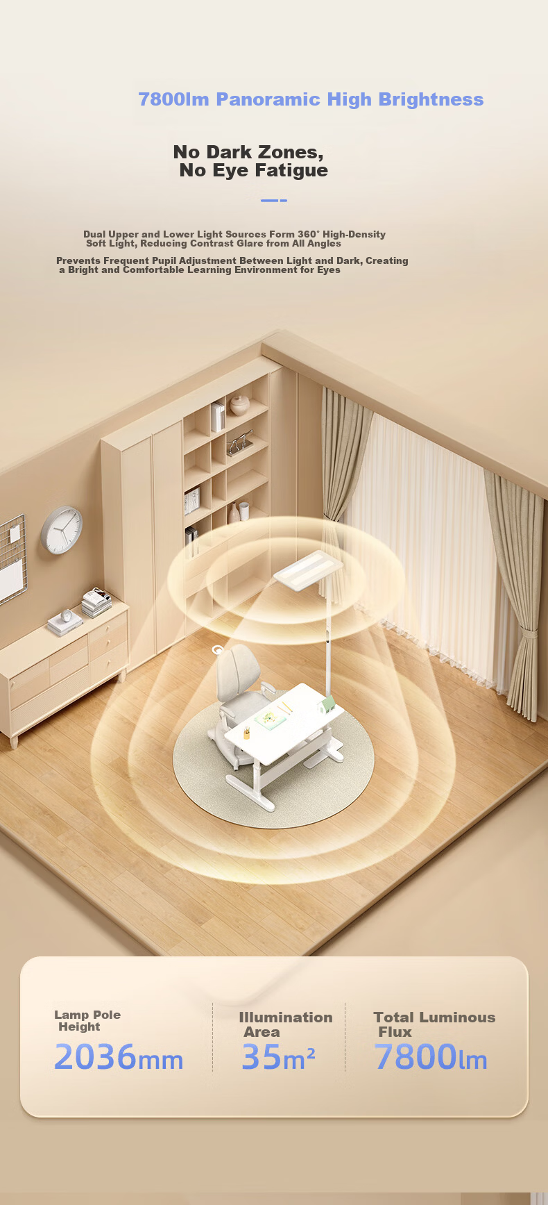 OSRAM Vertical Road Lamp Eye Protection Study Student Reading Floor Lamp Full Spectrum Smart Living Room Study Lamp 9