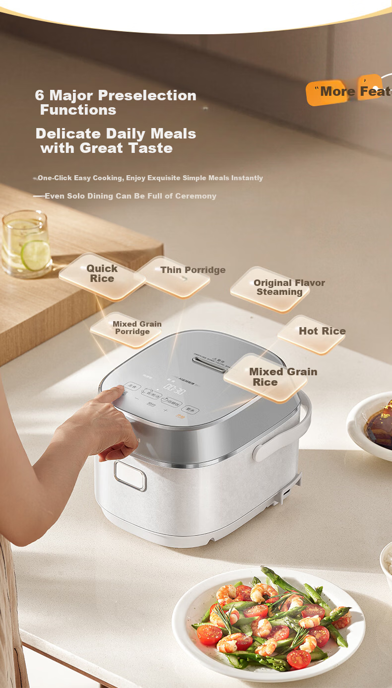 Midea Petal Pro 2.0 IH Heating Rice Cooker 4L for 5-8 People with Titanium Platinum Pot Multi-Functional Steaming and Cooking Rice Cooker MB-40HB9 20