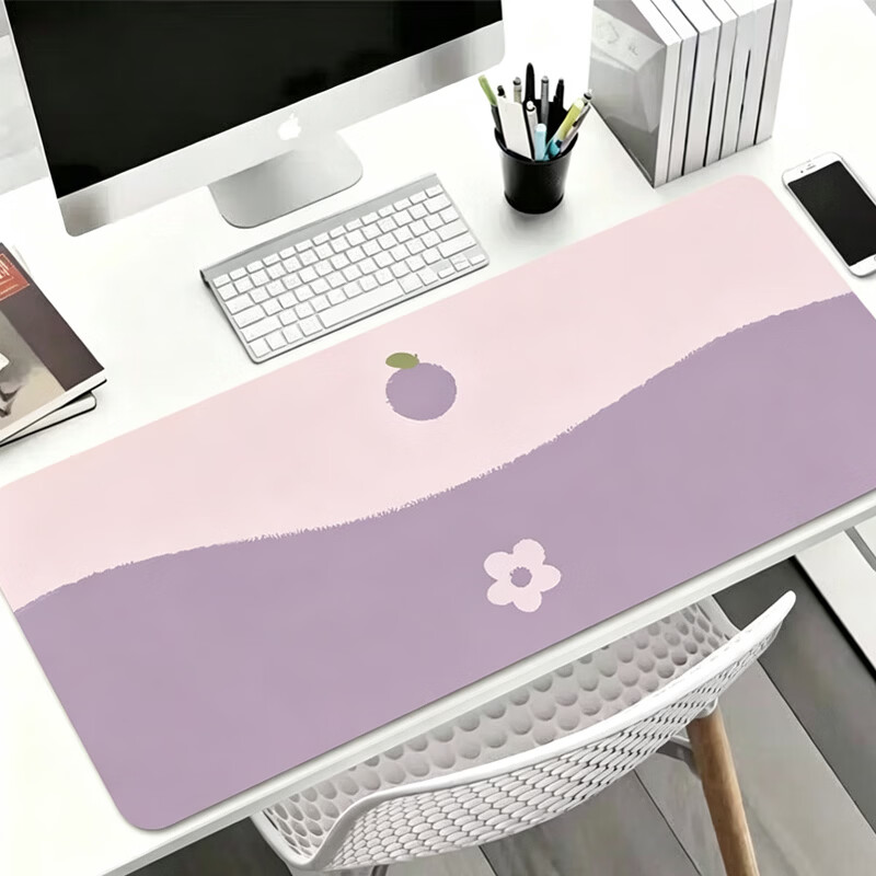 Juyingfeng Large Leather Mouse Pad Odorless Waterproof Oil-Resistant Wash-Free Dining Mat Luxury Minimalist Ins Style Custom Printed Desk Pad 900*420*2mm Milk Powder Small Flower 18