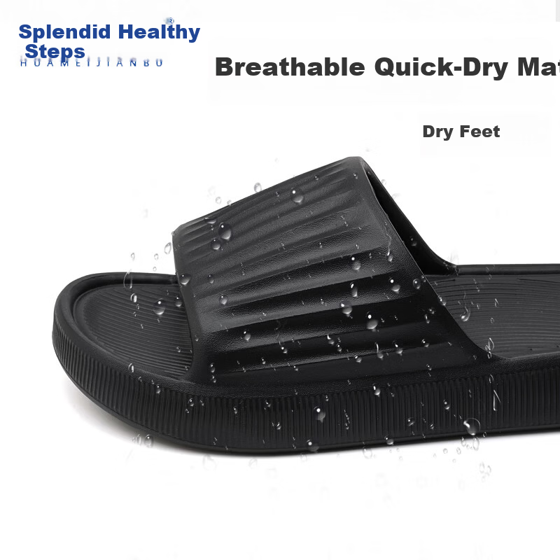 Huamei Comfortable Anti-Slip Thick-Soled Silent Slippers for Men and Women, Indoor and Outdoor Bathroom Use, Model HM631, Purple, Size 40-41