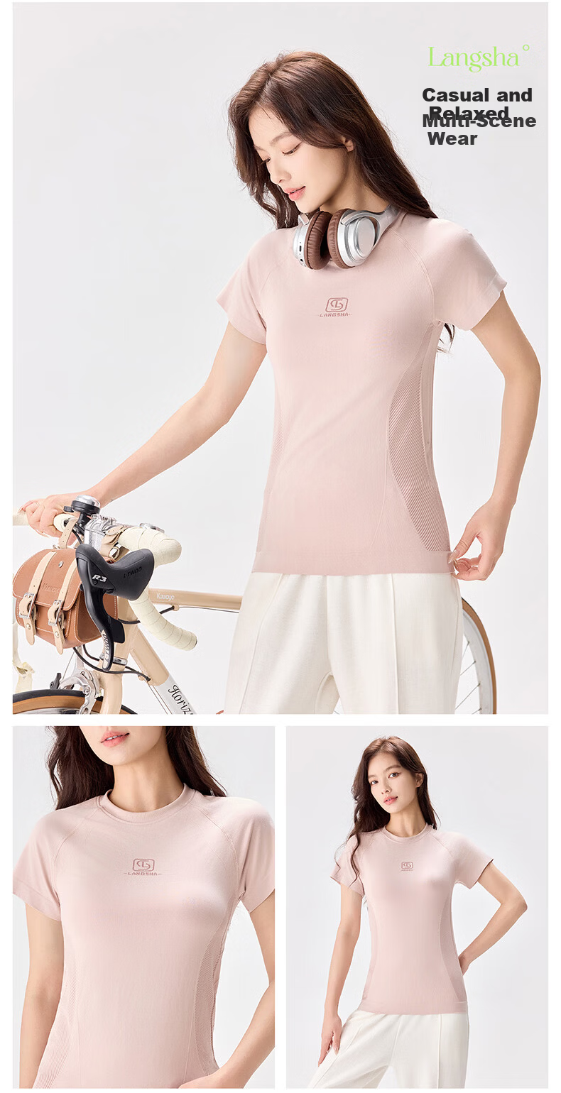 Langsha Women's Short Sleeve Summer Quick-Dry T-Shirt 10A Antibacterial Moisture-Wicking Ice Cooling Breathable Sports Running Top NS1940 21