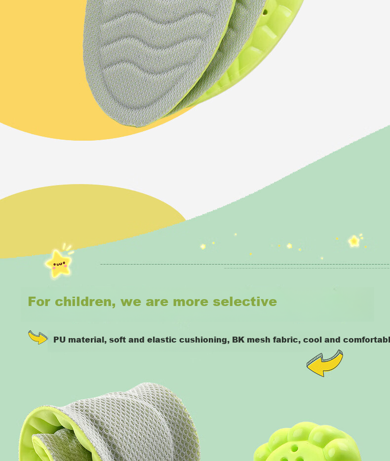 Huabaochi Kids Sports Insoles Soft Shock Absorption Thickened Cuttable Comfortable Sweat-Absorbent Breathable for Boys and Girls 5