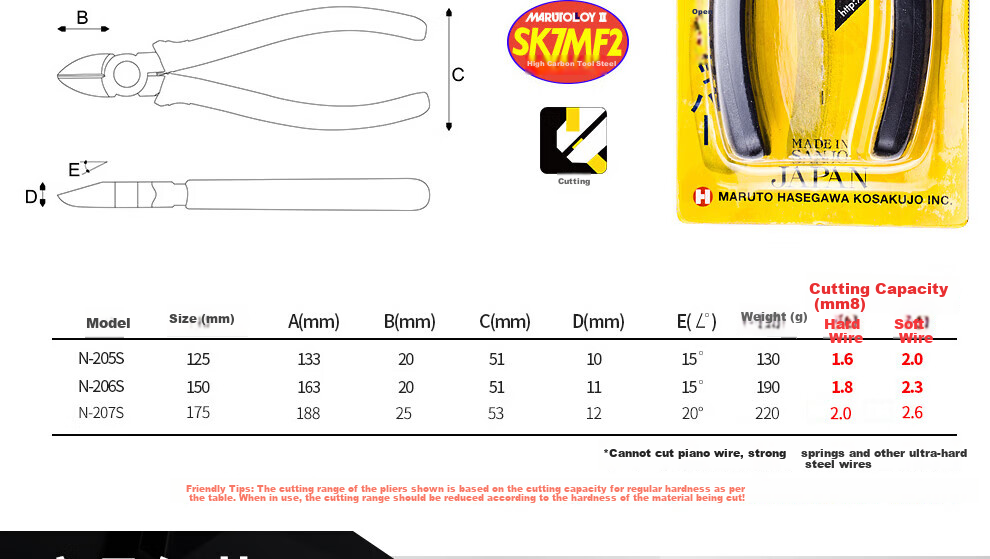 KEIBA Japan Original Imported Electrical Diagonal Pliers High Carbon Steel Wire Stripping Nippers N-205S 5