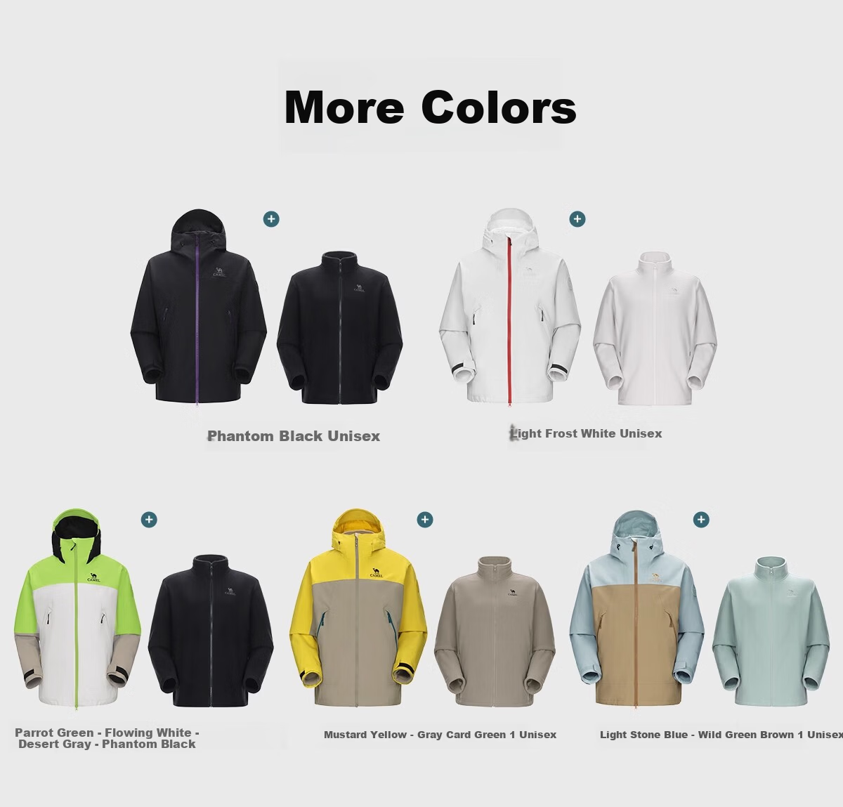 CAMEL [Wang Junkai Edition] Unisex 3-in-1 Waterproof Shell Jacket Outdoor Coat 25