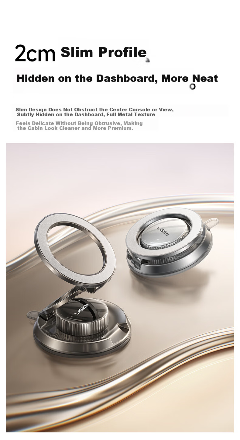 Lisen [Best Seller Million | Ring Moon Pro] Car Phone Holder 2026 New Magnetic Vacuum Suction Cup 8