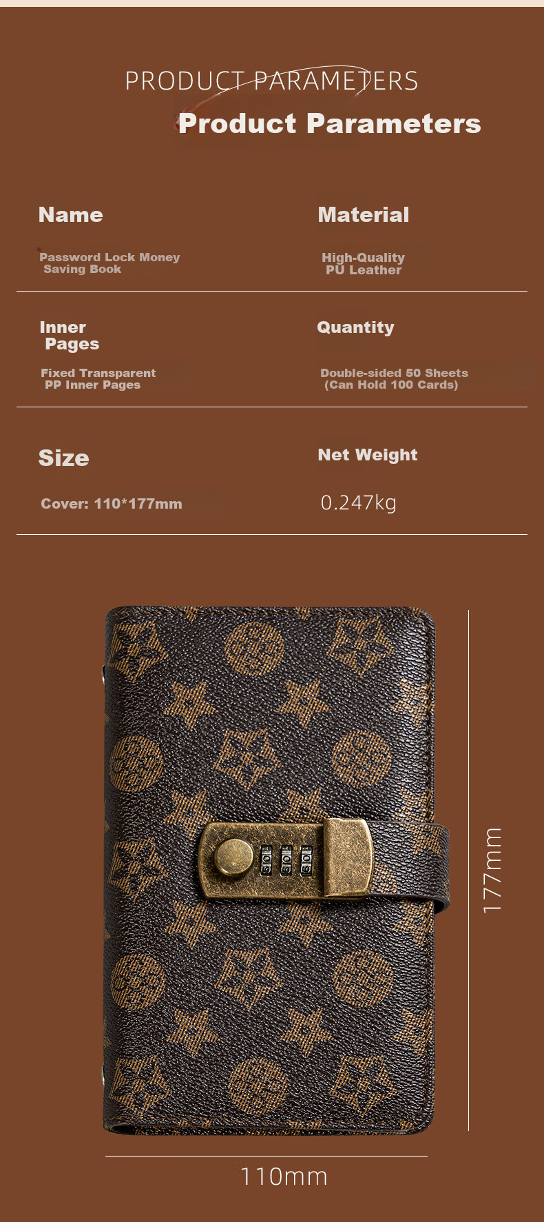 Weimei Cash Savings Book New Password Lock Large Capacity Children's Home Finance Waterproof Cash and Banknote Storage Protective Cover Money Organizer Regular Deposit Storage Book 5