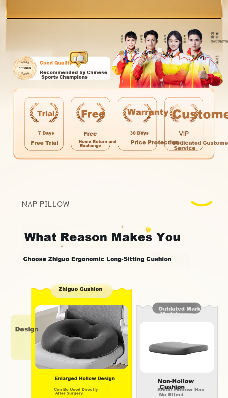 Zhiguozhe Hemorrhoid Cushion Hollow Post-Anal Fistula Surgery Special Perianal Abscess Coccyx Decompression Long Sitting Pain Relief Anti-Bedsore Cushion 5