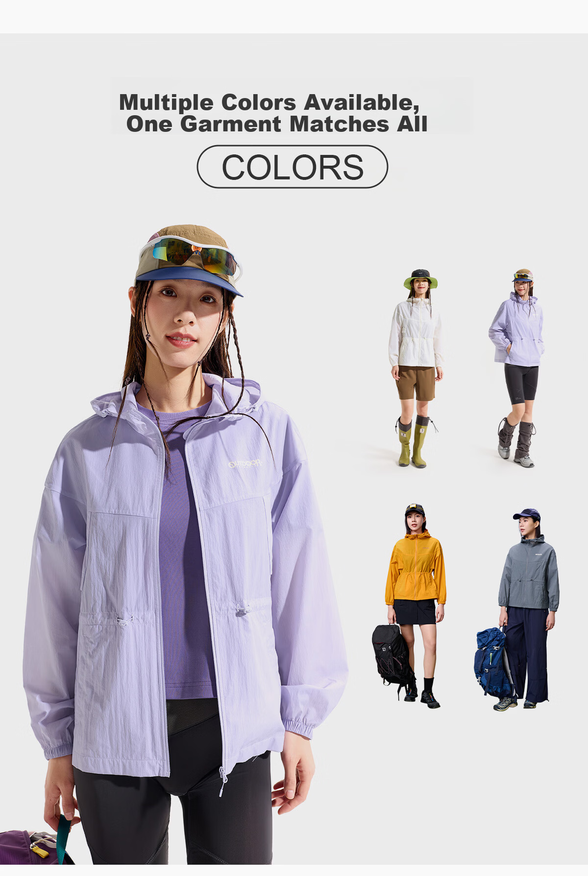 OUTDOOR PRODUCTS Women's Original Yarn UV Protection Jacket 26 Spring Summer Camping UV50+ Lightweight Breathable Skin Jacket OFPF522401 Light Water Blue 10