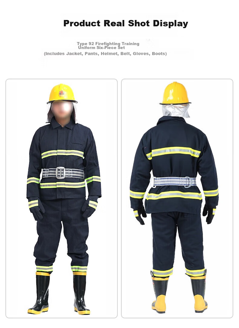 Minggu Firefighter Suit Complete Set Model 02 Firefighting Combat Training Uniform Six-Piece Protective Suit Micro Fire Station Size 43 14