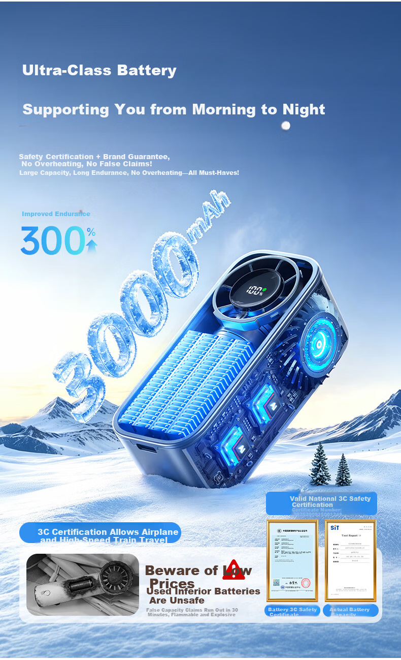 PolarBees Handheld Mini Fan | 100-Level Cooling | Ultra Mini Lightweight | 2026 New Long-Lasting High-Speed Portable Semiconductor Cooling Fan 16