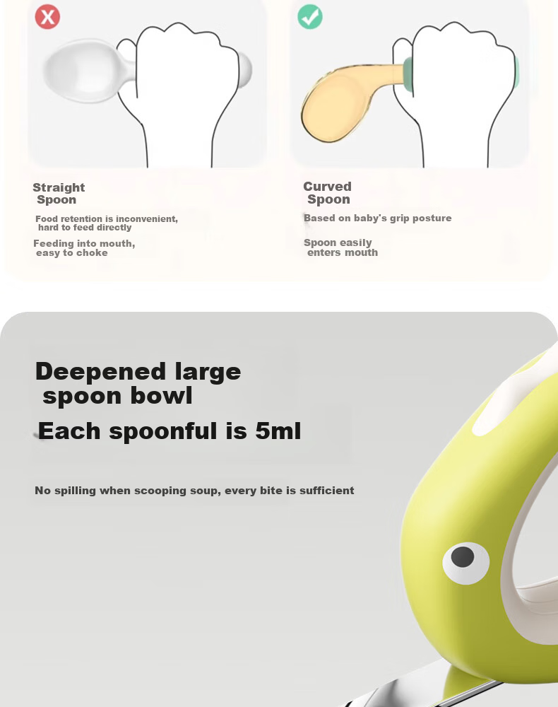 COOKSS Baby Spoon and Training Fork Set 316 Stainless Steel Children's Self-Feeding Utensils 6