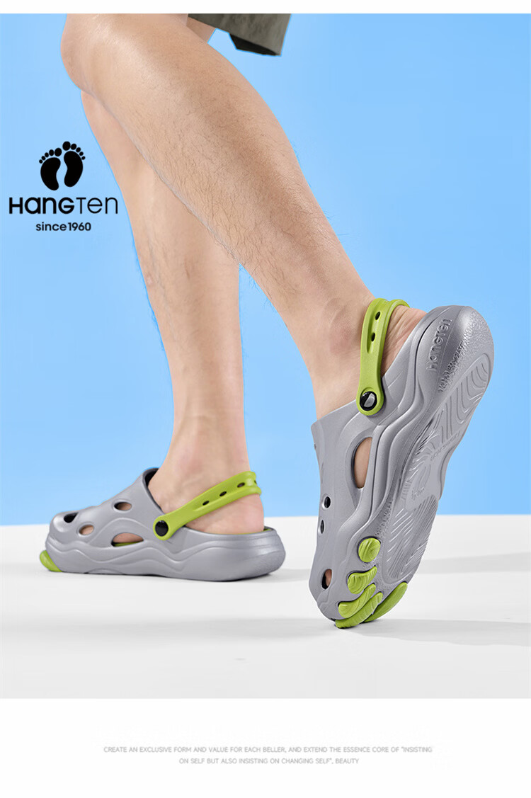 Huanteng Men's Summer Outdoor Beach Sandals Thick Sole Non-slip Breathable Clogs White Size 42-43 9