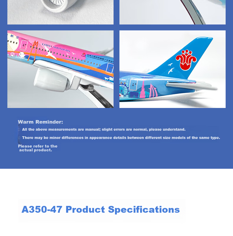 CHINA SOUTHERN Airplane Model Passenger Aircraft Static Display A350-47 Vitality Bay Area Children's Day Gift 9