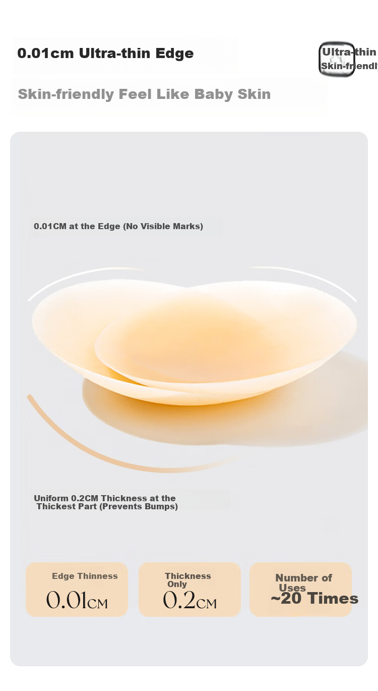 SBEAUTY Aloe Vera Invisible Silicone Nipple Covers for Women Summer Sweatproof Anti-Slip Anti-Outline Breast Pads 1 Pair 8*8cm 8