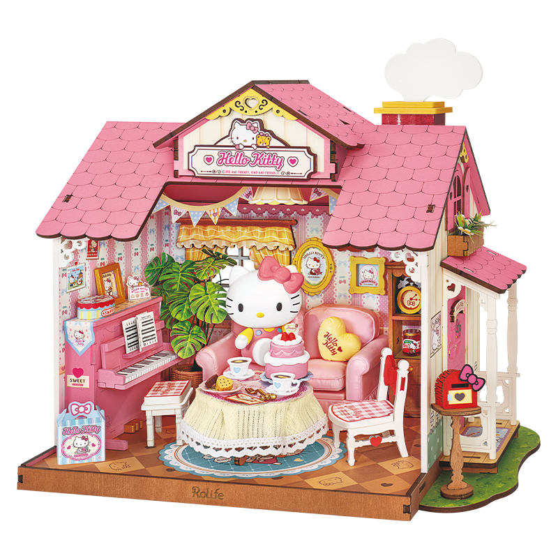 Rolife Hello Kitty Sanrio DIY Miniature House Building Blocks Toy for Girls Children's Birthday Gift