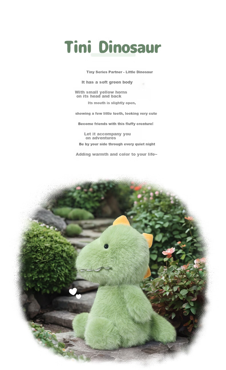 Zhuoqu Tiny Dinosaur Plush Toy Cute Doll Sleeping Pillow Companion Doll Children's Day Gift for Girls 2