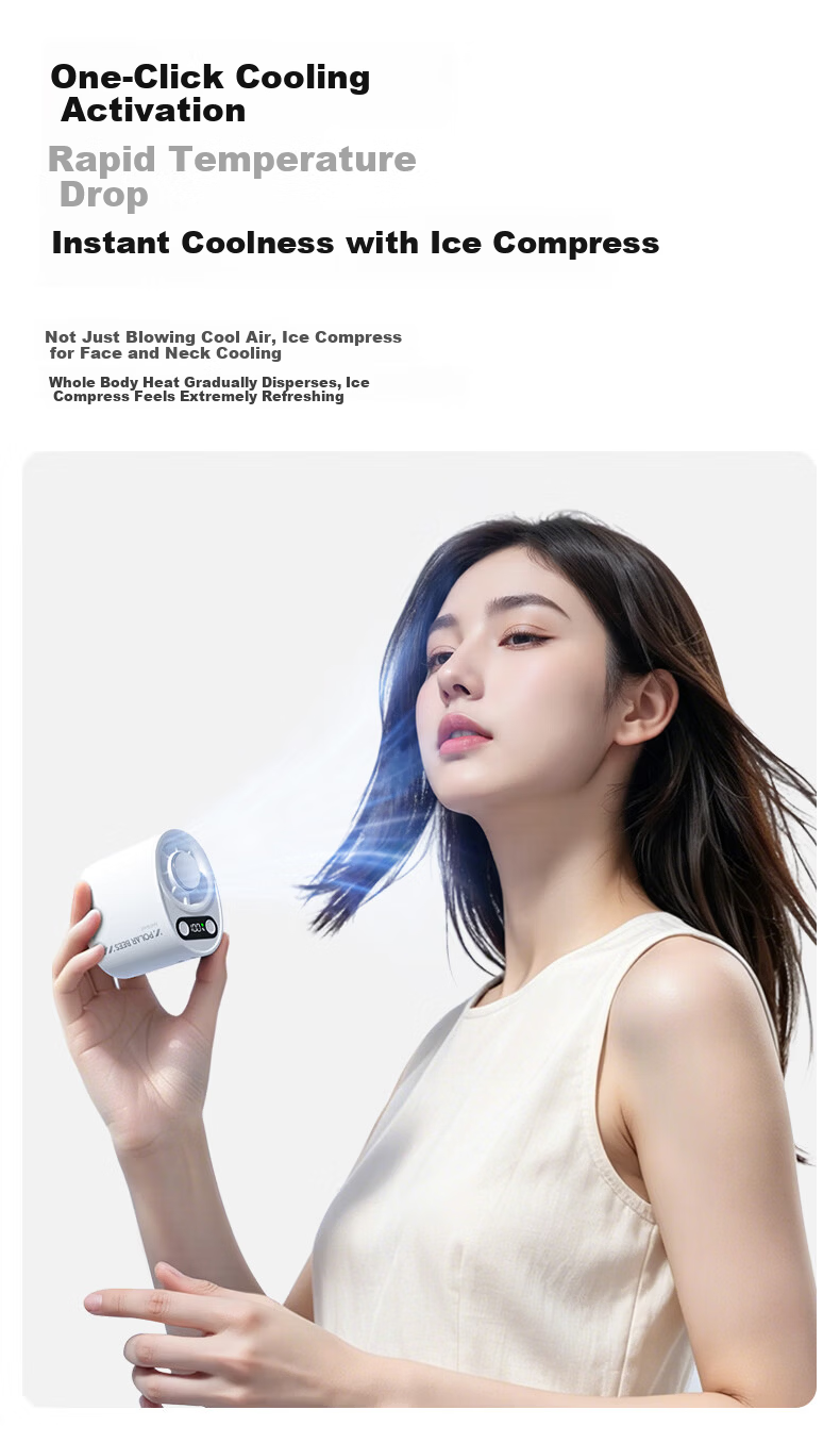 PolarBees Arctic Bee Portable Mini Fan Waist Hanging Handheld Neck Hanging Clip Desktop USB Rechargeable High-Speed Ultra-Quiet Cooling Fan with Long Battery Life 17