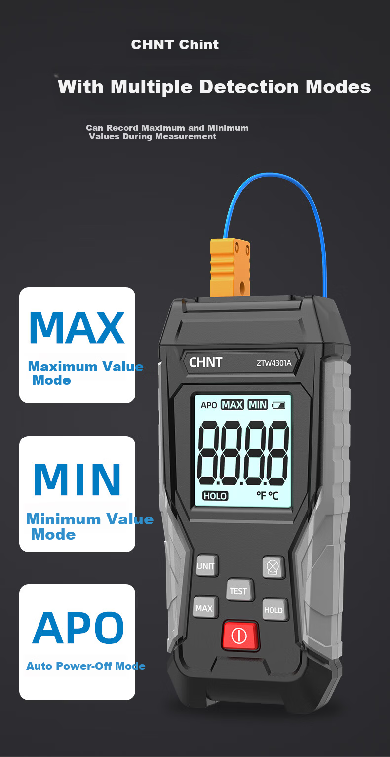CHNT Industrial Contact Temperature Meter High-Precision K-Type Handheld Thermocouple Surface Temperature Gauge for Molds 3
