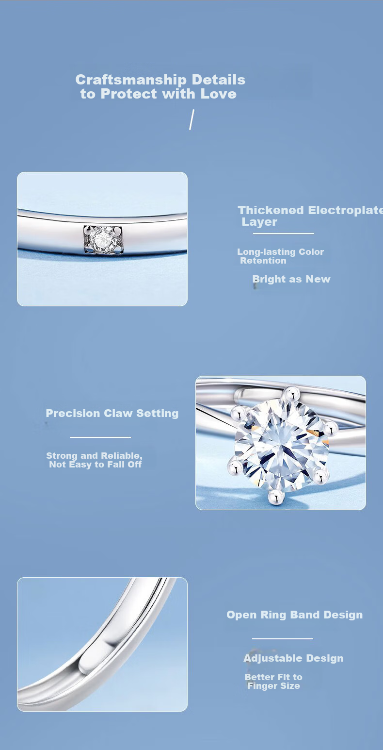 Yangchuang Fashion Wedding Engagement Diamond Ring Couple Rings S925 Wedding Band 520 Moissanite Couple Rings for Women 8