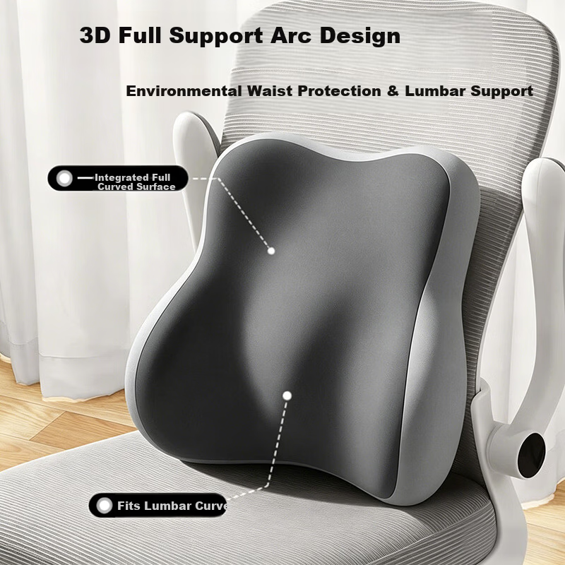 YOCOK Memory Foam Lumbar Support Cushion Office Car Student Chair Backrest Gray Model