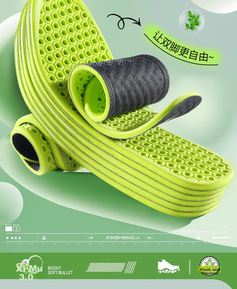 3AnGnI Men's Sports Insoles Sweat-Absorbing Odor-Resistant Breathable Antibacterial Soft Cushioned Insoles for Long Standing Comfort 2
