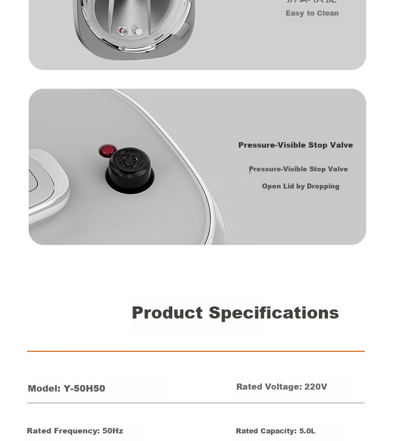 Joyoung ZMD Anxin Series Electric Pressure Cooker 70kPa High-Pressure Inner Pot 21% Deeper Intelligent Heating 900W Reservation Timer 5L Dual Pot Rice Cooker Soup Stew Y-50H50 25