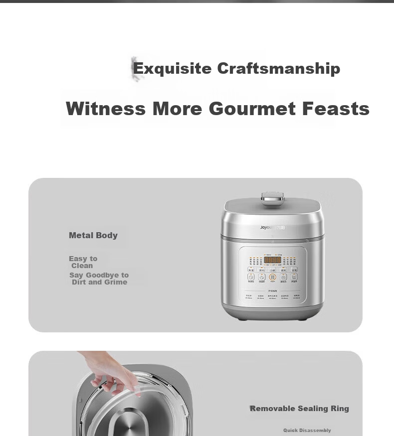 Joyoung ZMD Anxin Series Electric Pressure Cooker 70kPa High-Pressure Inner Pot 21% Deeper Intelligent Heating 900W Reservation Timer 5L Dual Pot Rice Cooker Soup Stew Y-50H50 24
