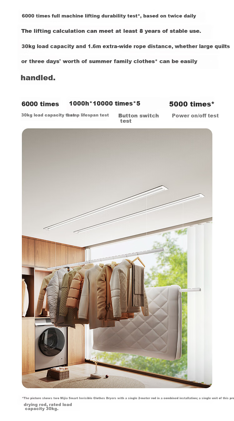 Mijia Smart Invisible Clothes Drying Rack Double Rod 2.4m Xiaomi Electric Clothes Hanger Hidden Embedded Balcony Drying Rod 17