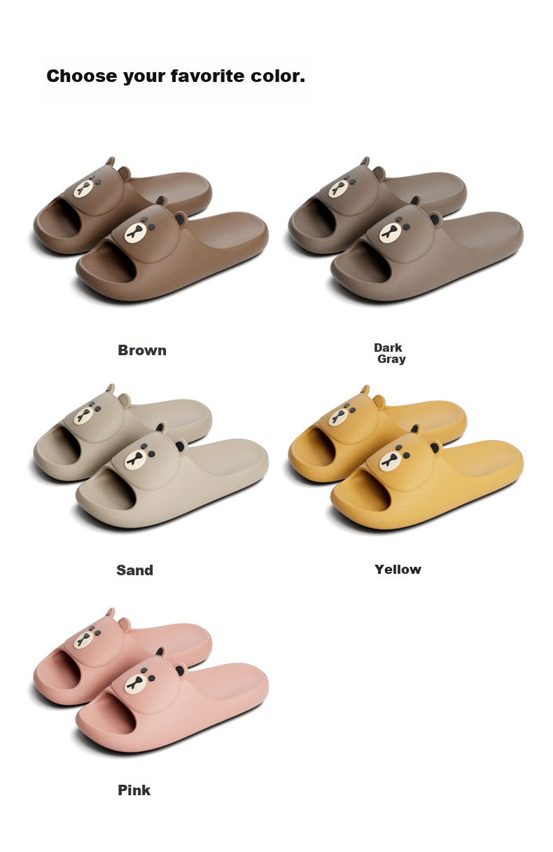 Puxi New Indoor Bear Cartoon Cute Couple Slippers for Women Home Use Dark Gray 42-43 7